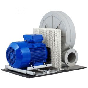 HPB Hochdruck-Radialventilator mit Keilriemenantrieb, geeignet für Prozessmedien bis 120°C.