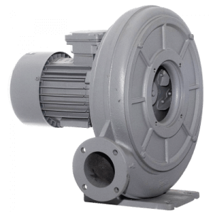 Hochdruck-Radiallüfter HPB-F für Frequenzumrichterbetrieb, ideal für Prozessmedien bis 80°C.