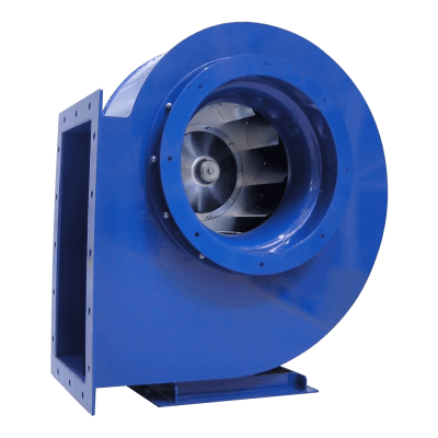 Mitteldruck-Radialventilator MRB zur Förderung von Prozessmedien bis 80°C, geeignet für industrielle und lüftungstechnische Anwendungen.